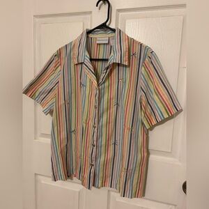 Alfred Dunner Multicolor Striped Button Down Shirt